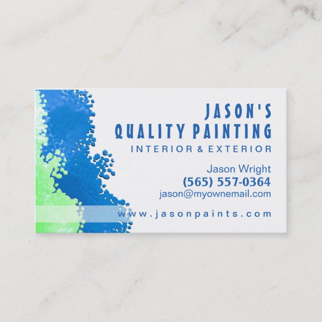 Blue & Green Painter Business Card (Front)