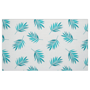 Blue-green palm leaves pattern fabric