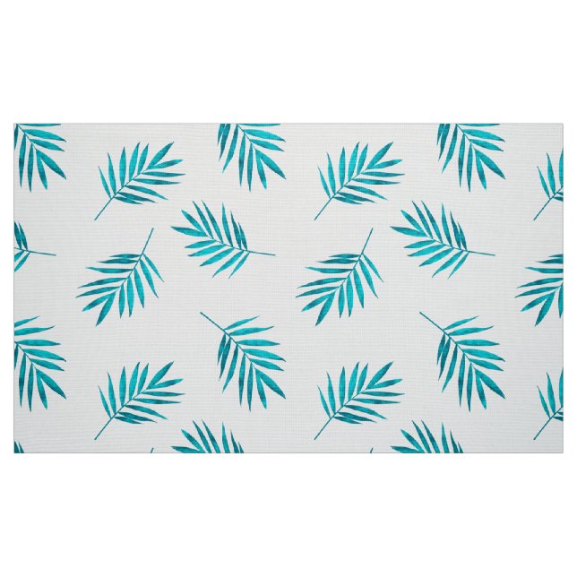 Blue-green palm leaves pattern fabric (Fat Quarter)