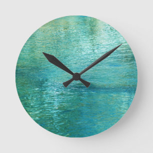 Blue Green Paradise Round Clock