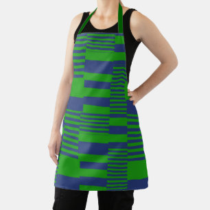 Blue Green Patchwork Stripes Design  Apron