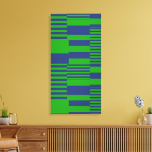 Blue Green Patchwork Stripes Design Canvas Print