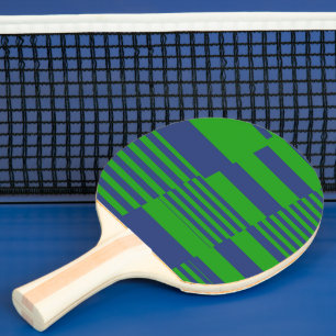 Blue Green Patchwork Stripes Design Ping Pong Paddle