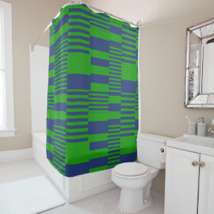 Blue Green Patchwork Stripes Design  Shower Curtain