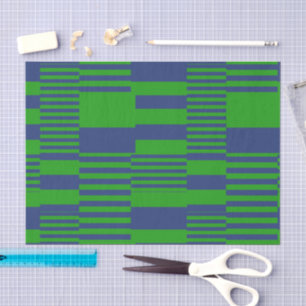 Blue Green Patchwork Stripes Design Tissue Paper