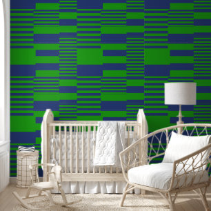 Blue Green Patchwork Stripes Design Wallpaper