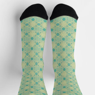 Blue Green Pattern Crew Socks