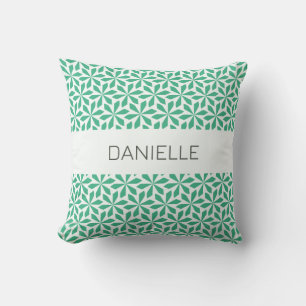 blue green pattern off white cushion