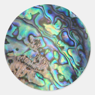 Blue green paua abalone shell detail classic round sticker