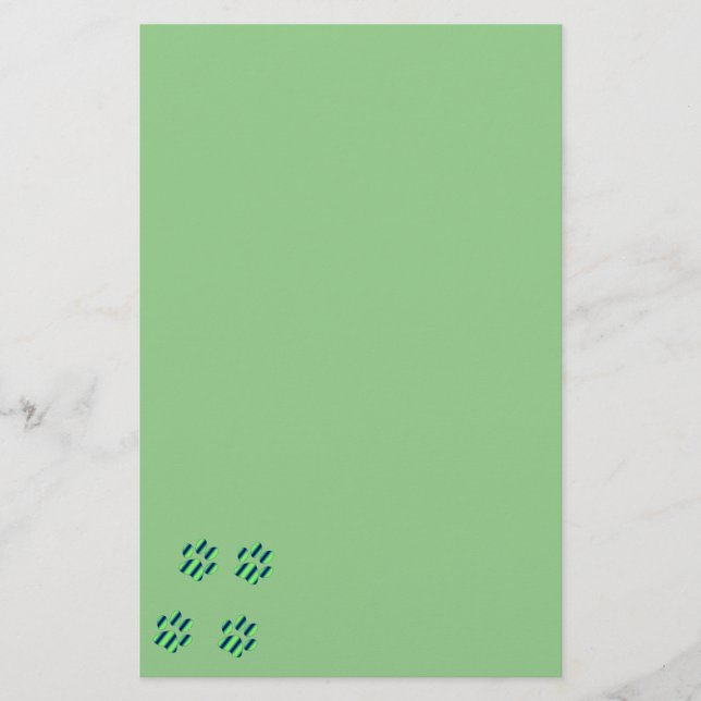 Blue Green Paw Prints Stationery (Front)