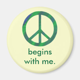 Blue Green Peace Sign, Begins With Me Magnets