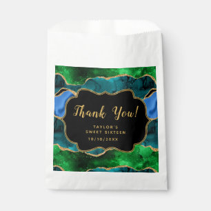 Blue Green Peacock Agate Sweet Sixteen Thank You Favour Bags