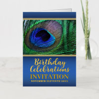 Blue Green Peacock Feather Special Event Birthday 
