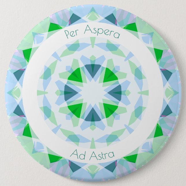 Blue Green Per Aspera Ad Astra Stars Motivational 6 Cm Round Badge (Front)