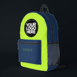 Blue Green | Personalised Corporate Logo and Text Printed Backpack<br><div class="desc">Classic Navy Blue and green | Personalised Corporate Logo and Text Modern Business Printed Backpack</div>