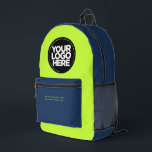 Blue Green | Personalised Corporate Logo and Text Printed Backpack<br><div class="desc">Classic Navy Blue and green | Personalised Corporate Logo and Text Modern Business Printed Backpack</div>