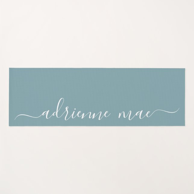Blue Green Personalised Name Prayer Or Yoga Mat (Front (Horizontal))