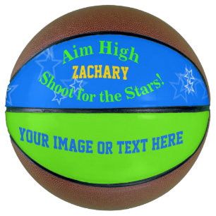 Blue Green Personalised Name Stars Basketball