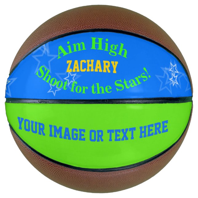 Blue Green Personalised Name Stars Basketball (Front)