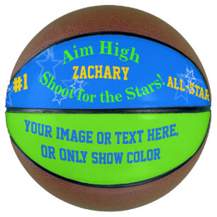 Blue Green Personalised Name Stars Basketball
