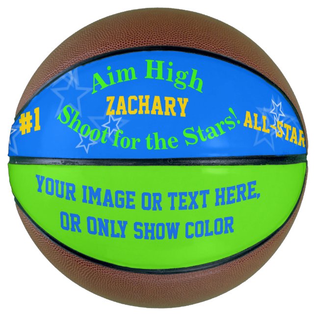 Blue Green Personalised Name Stars Basketball (Front)