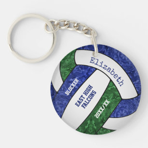 blue green personalised team colours volleyball key ring