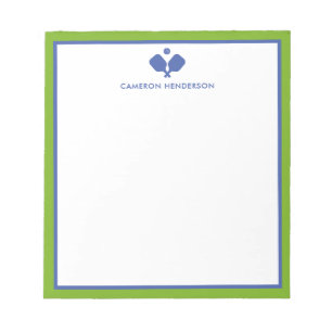 Blue Green Personalized Name Fun Pickleball Notepad