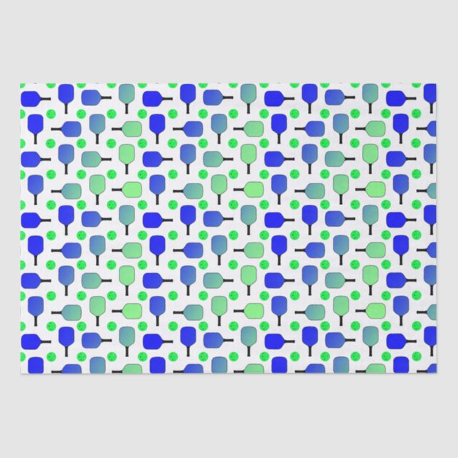 Blue & Green Pickleball Paddles Green Pickleballs Tissue Paper (Front)