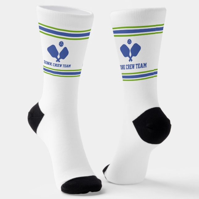 Blue Green Pickleball Paddles Personalised Team Socks (Angled)