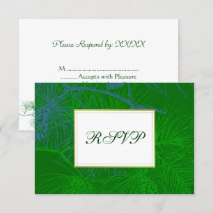 Blue Green Pine Custom RSVP Cards