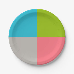 Blue Green Pink Grey Paper Plate
