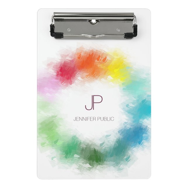 Blue Green Pink Red Yellow Modern Elegant Colourfu Mini Clipboard (Front)