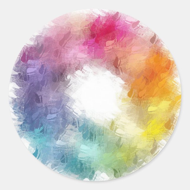Blue Green Pink Red Yellow Orange Custom Colourful Classic Round Sticker (Front)