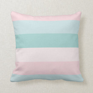 Blue Green Pink Stripes Pastel Colours Template Cushion