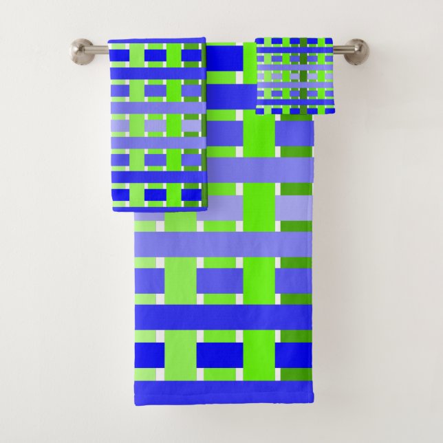 Blue-Green Plaid Bath Towel Set (Insitu)