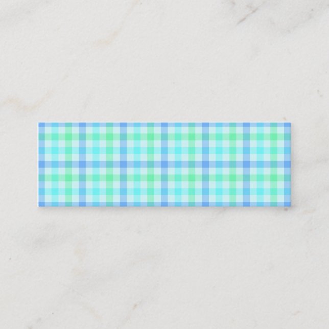 Blue Green Plaid Mini Business Card (Front)