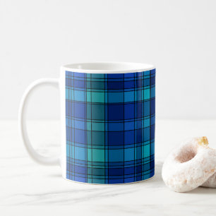 Blue Green Plaid Pattern Coffee Mug