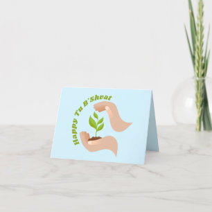 Blue Green Planting Happy Tu B'shvat / Bishvat Holiday Card