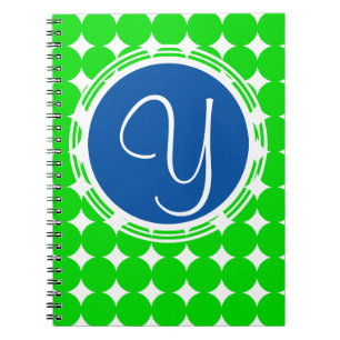 Blue & Green Polka Dot Monogram Notebook