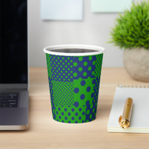 Blue Green Polka Dots Patchwork  Paper Cups