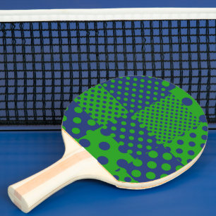 Blue Green Polka Dots Patchwork  Ping Pong Paddle