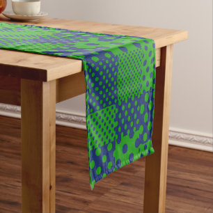 Blue Green Polka Dots Patchwork Short Table Runner