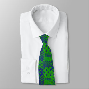Blue Green Polka Dots Patchwork Tie