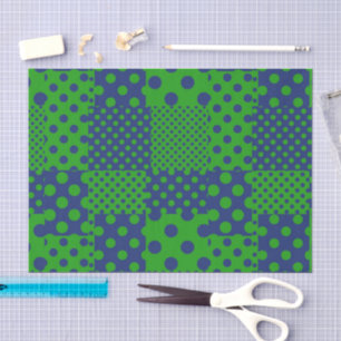 Blue Green Polka Dots Patchwork Tissue Paper