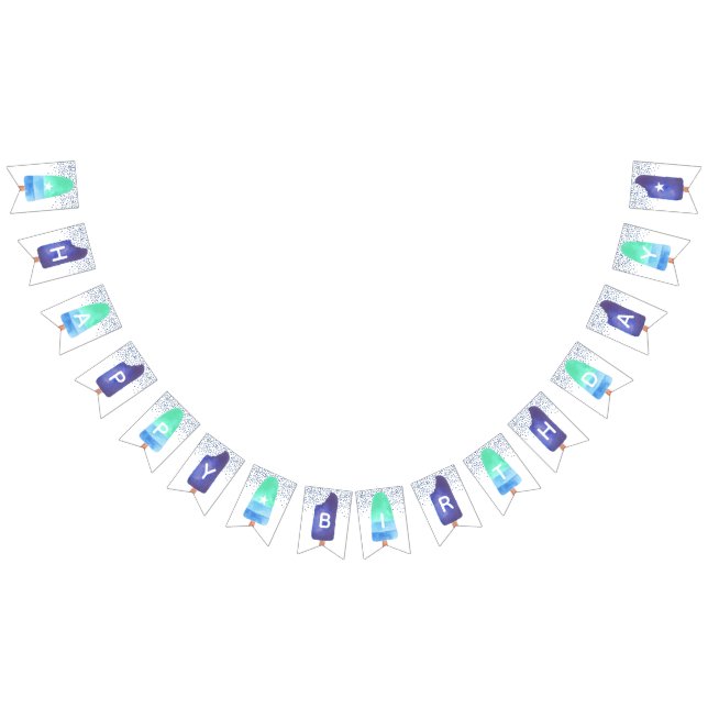 Blue & Green Popsicle Happy Birthday Bunting (All)