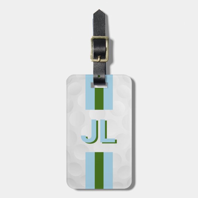 Blue Green Preppy Personalised Golf Bag Tag (Front Vertical)
