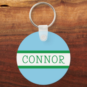 Blue Green Preppy Personalized Backpack Tag Key Ring