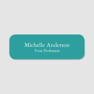 Blue Green Professional Minimalist Modern Plain Name Tag