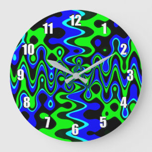 Blue & Green Psychedelic Art Wall Clock
