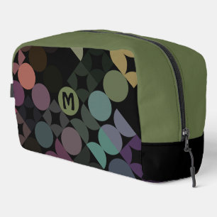 Blue Green Purple Black Midcentury Circles Pattern Dopp Kit